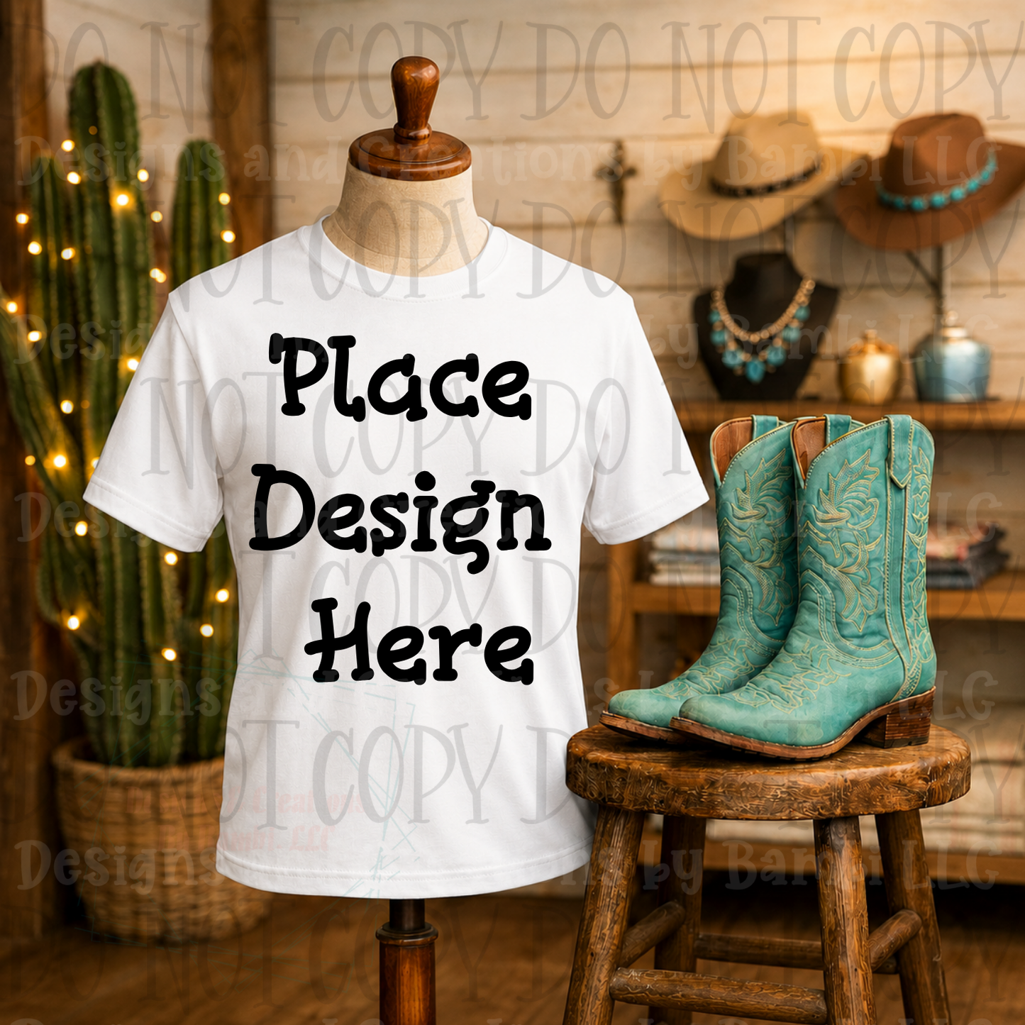 Variety of Western Style Themes and Scene Apparel Mock Ups (Various Brands)