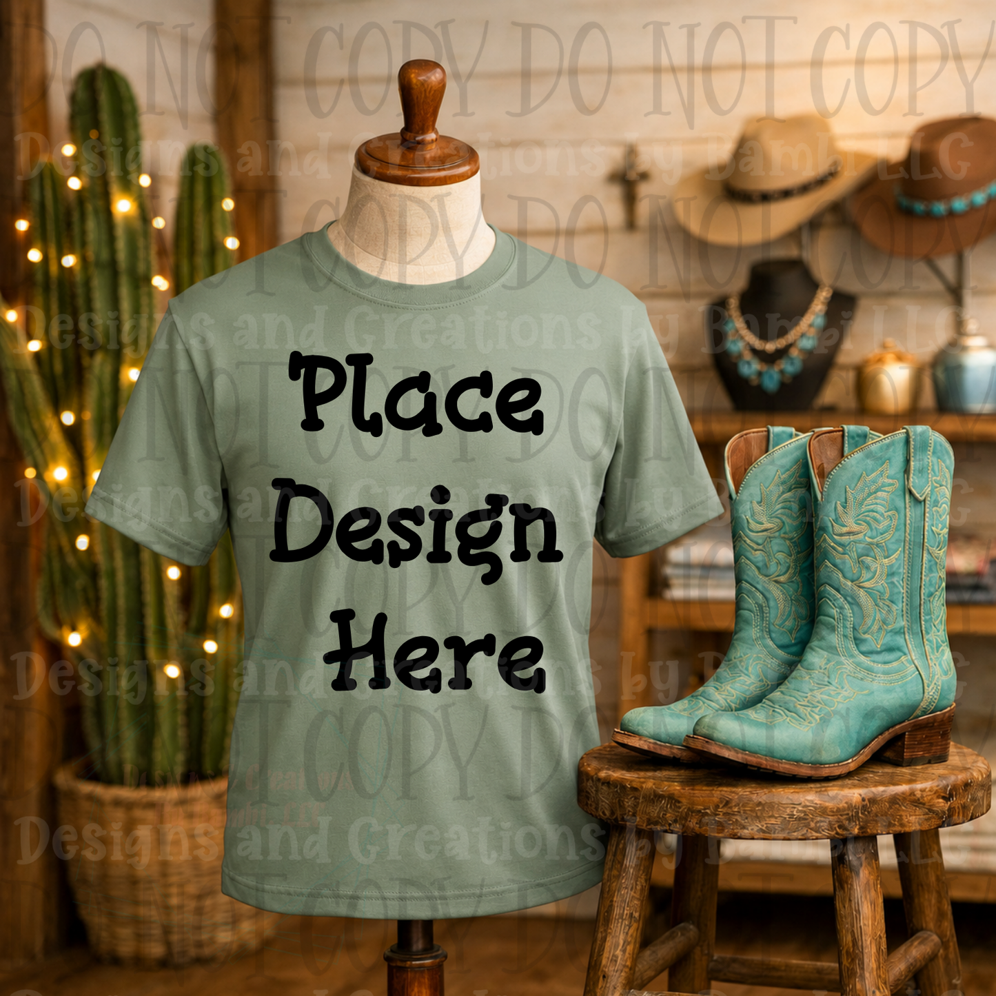 Variety of Western Style Themes and Scene Apparel Mock Ups (Various Brands)