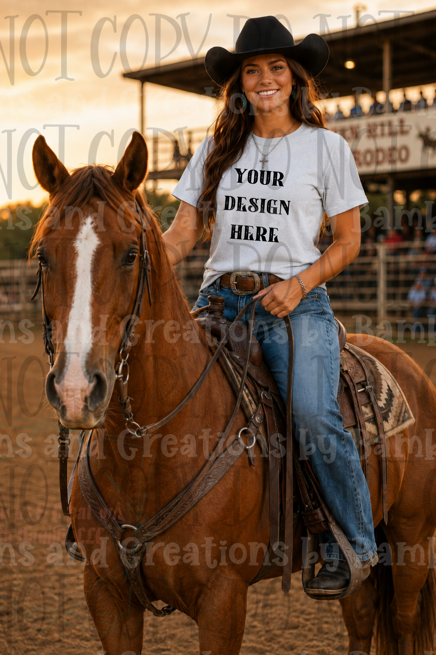 Variety of Rodeo Themed Apparel Mock Ups (Bella Canvas, Comfort Color, and Gildan Brand)