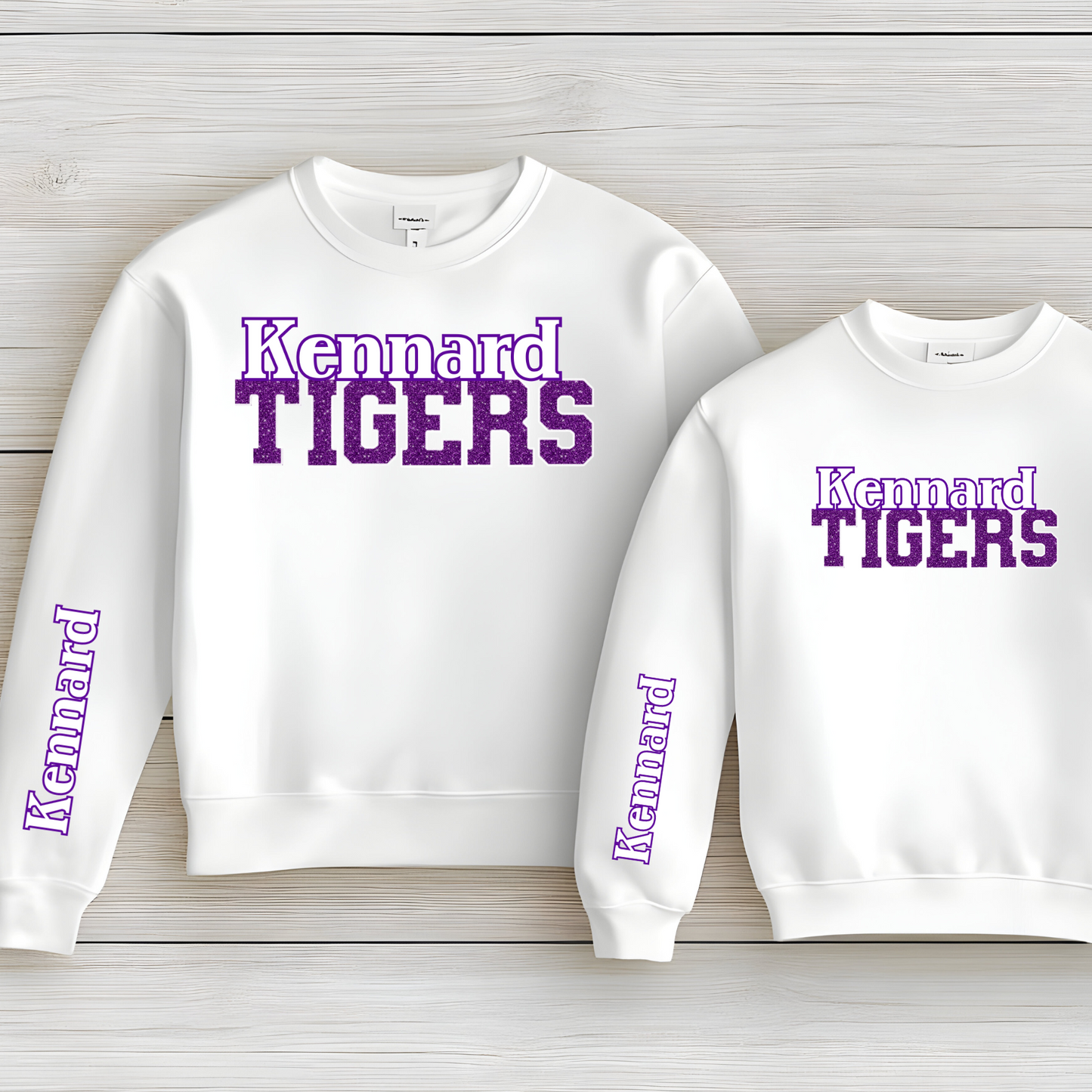 Tigers in Bright Purple Faux Sequin with Purple Outline/Sleeve Print