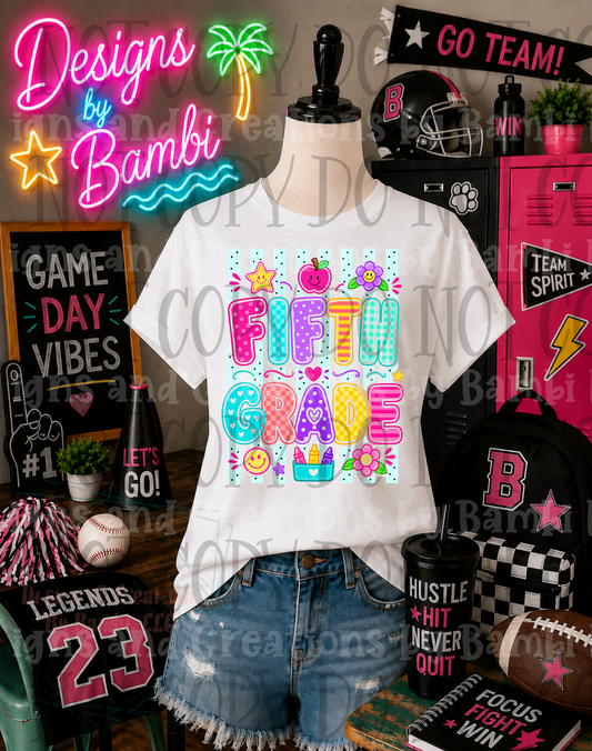 Striped Neon Back To School Grade Collection