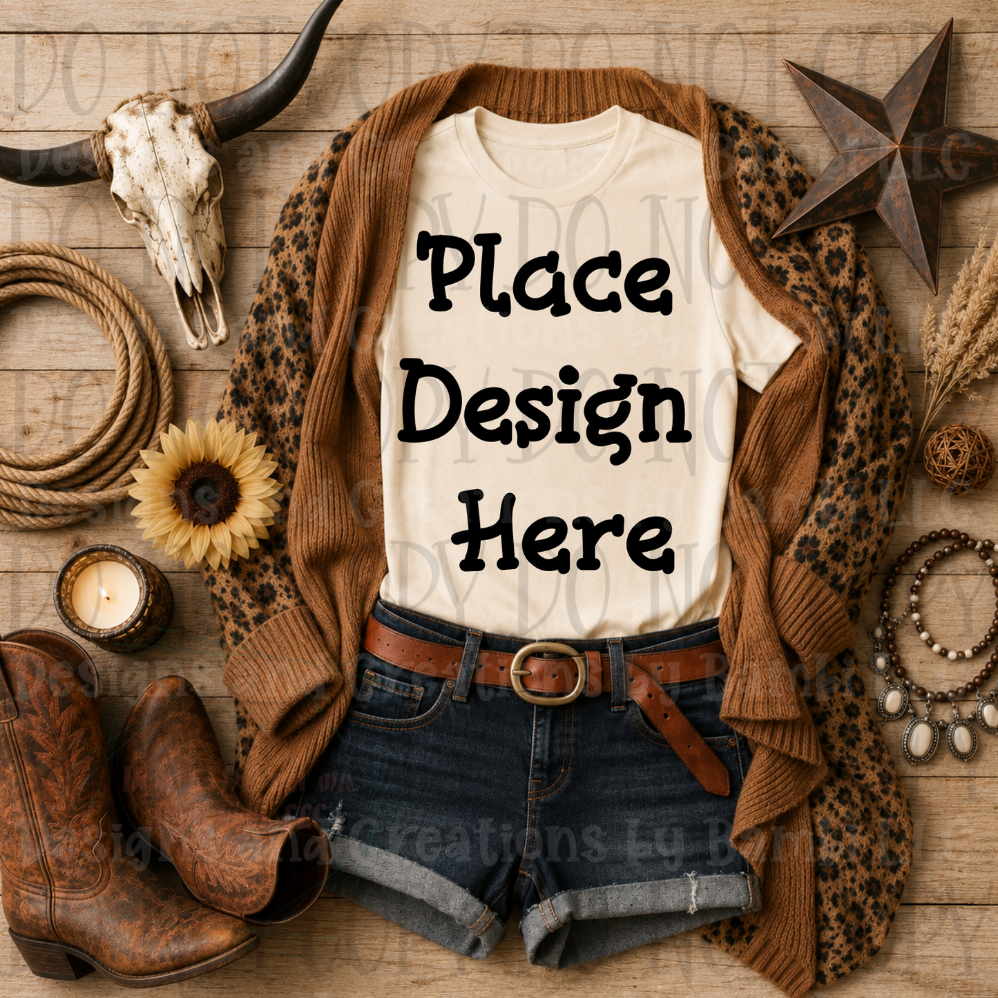 Variety of Western Style Themes and Scene Apparel Mock Ups (Various Brands)