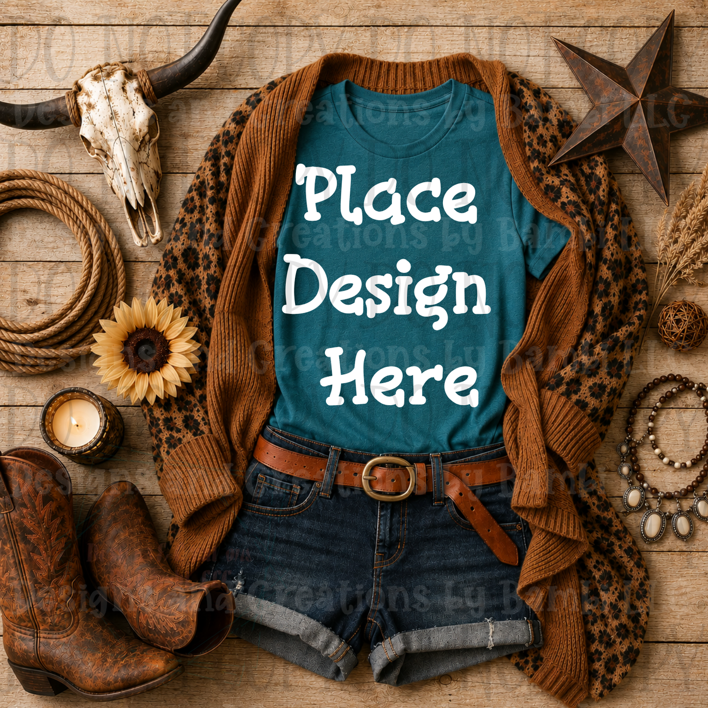 Variety of Western Style Themes and Scene Apparel Mock Ups (Various Brands)