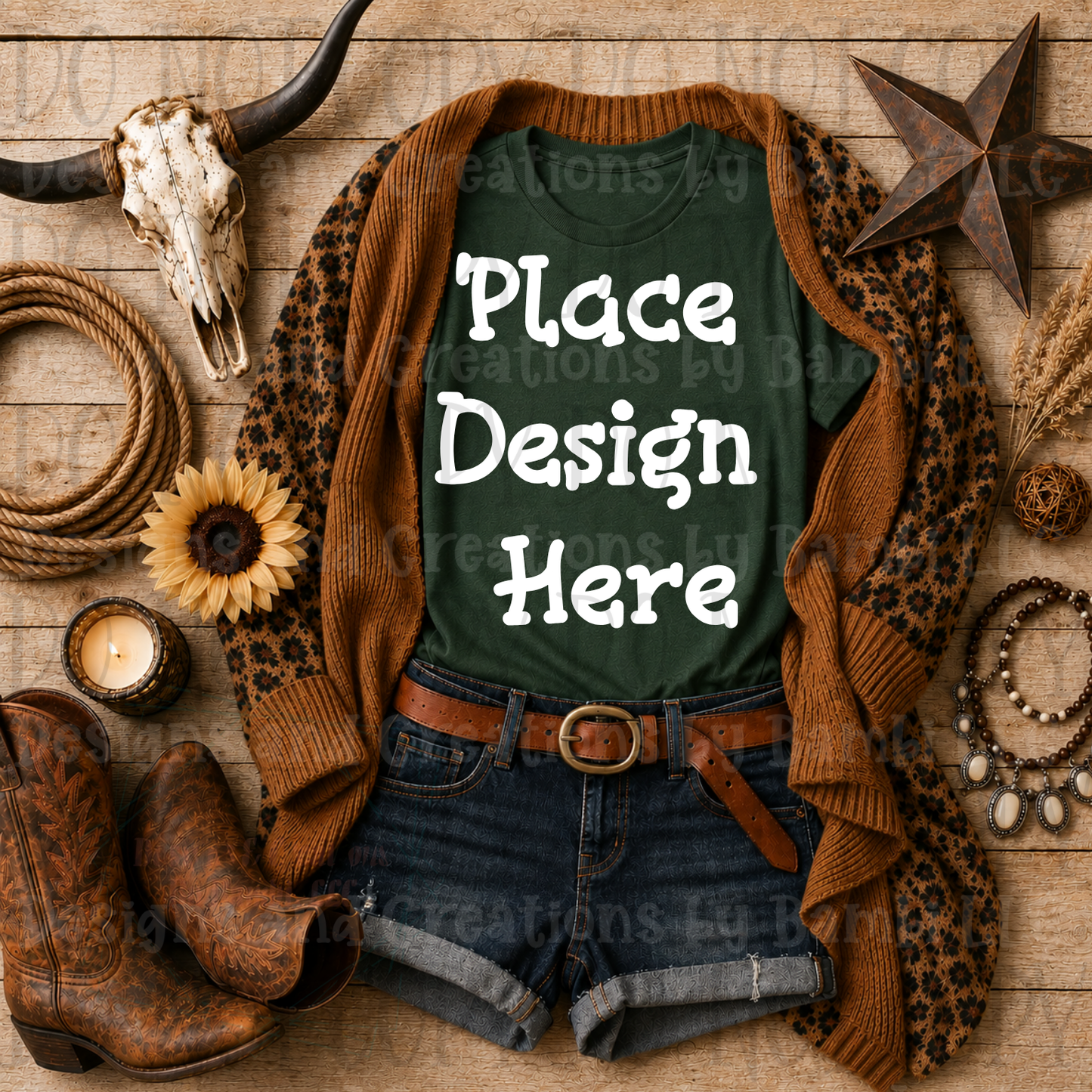 Variety of Western Style Themes and Scene Apparel Mock Ups (Various Brands)