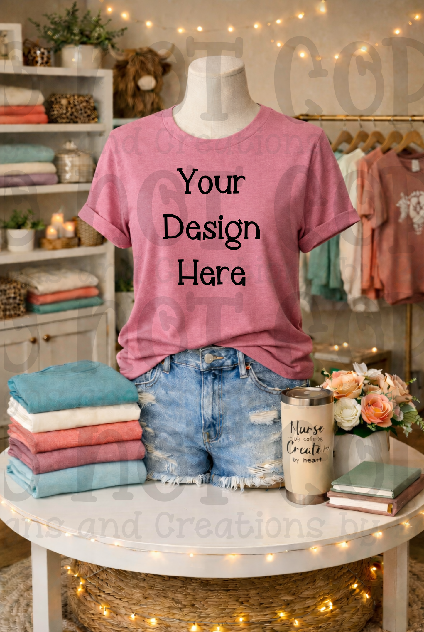 Boutique Mannequin Boho Themed Tshirt Apparel Mock Ups