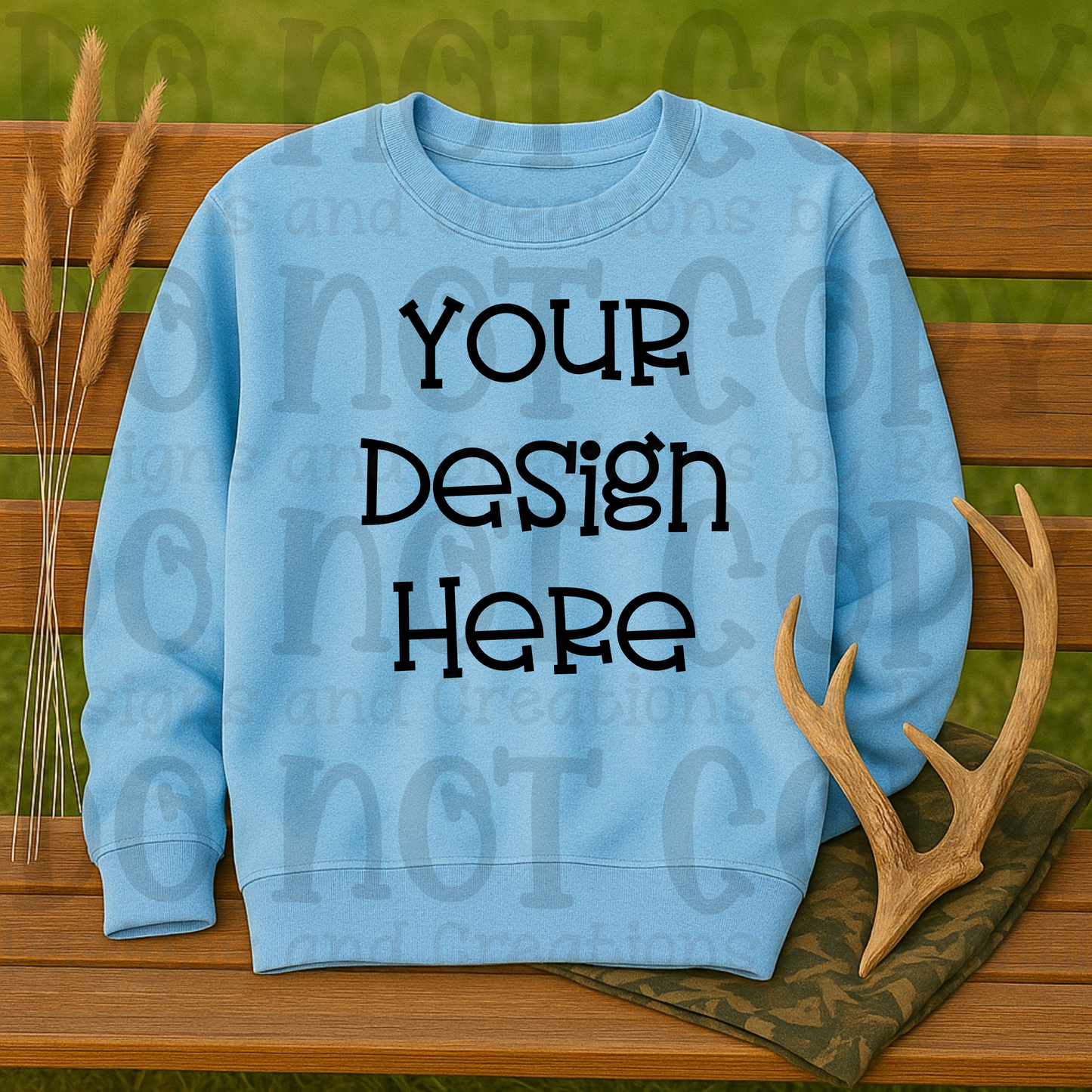 Hunting Rustic with Bench Sweatshirt Apparel Mock Ups