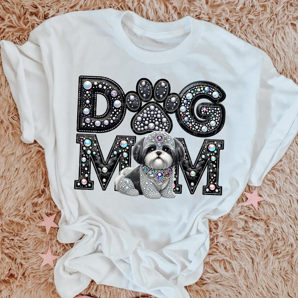 Dog Mom Breeds Faux Sequin/Embroidery Collection