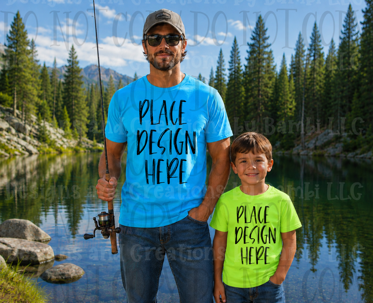 Variety of Father's Day Scene Apparel Mock Ups (Gildan Brand Only)