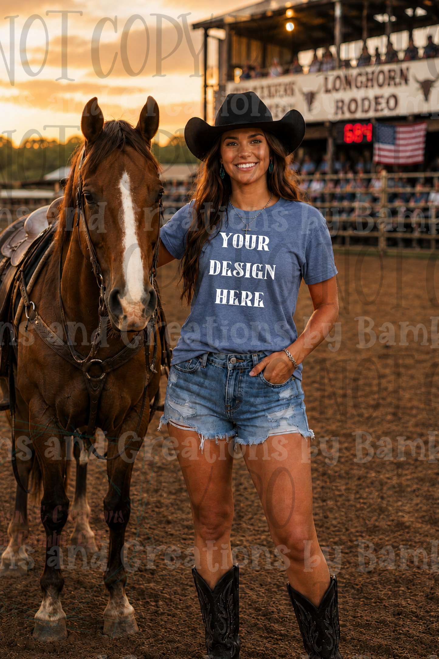 Variety of Rodeo Themed Apparel Mock Ups (Bella Canvas, Comfort Color, and Gildan Brand)