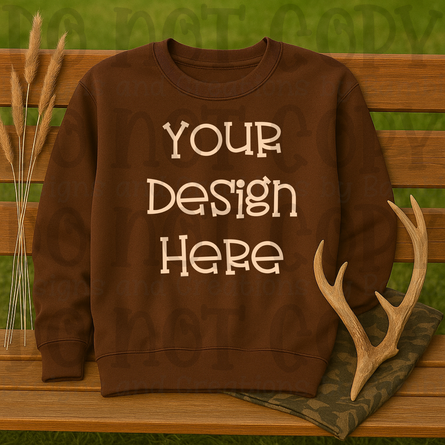 Hunting Rustic with Bench Sweatshirt Apparel Mock Ups