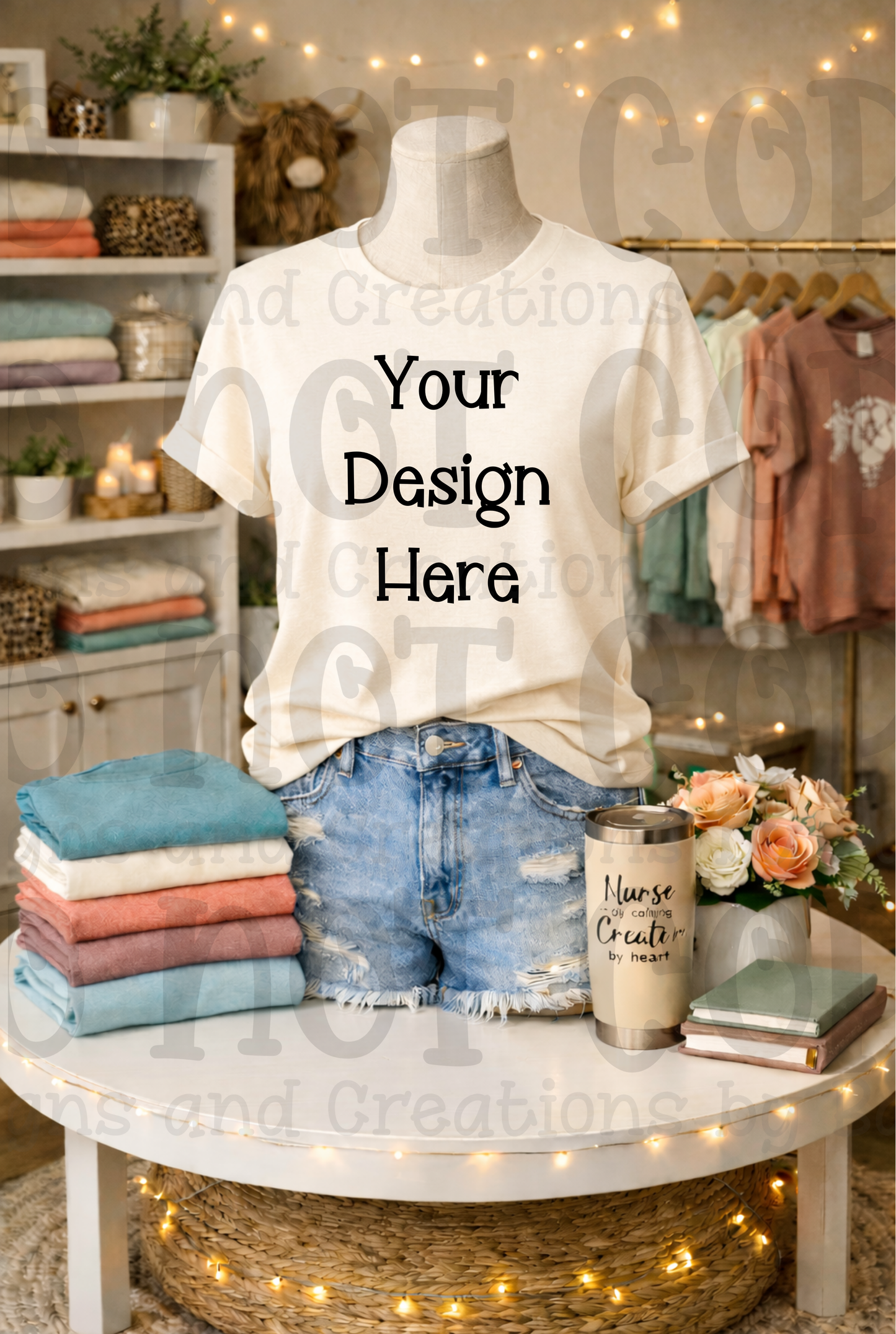 Boutique Mannequin Boho Themed Tshirt Apparel Mock Ups