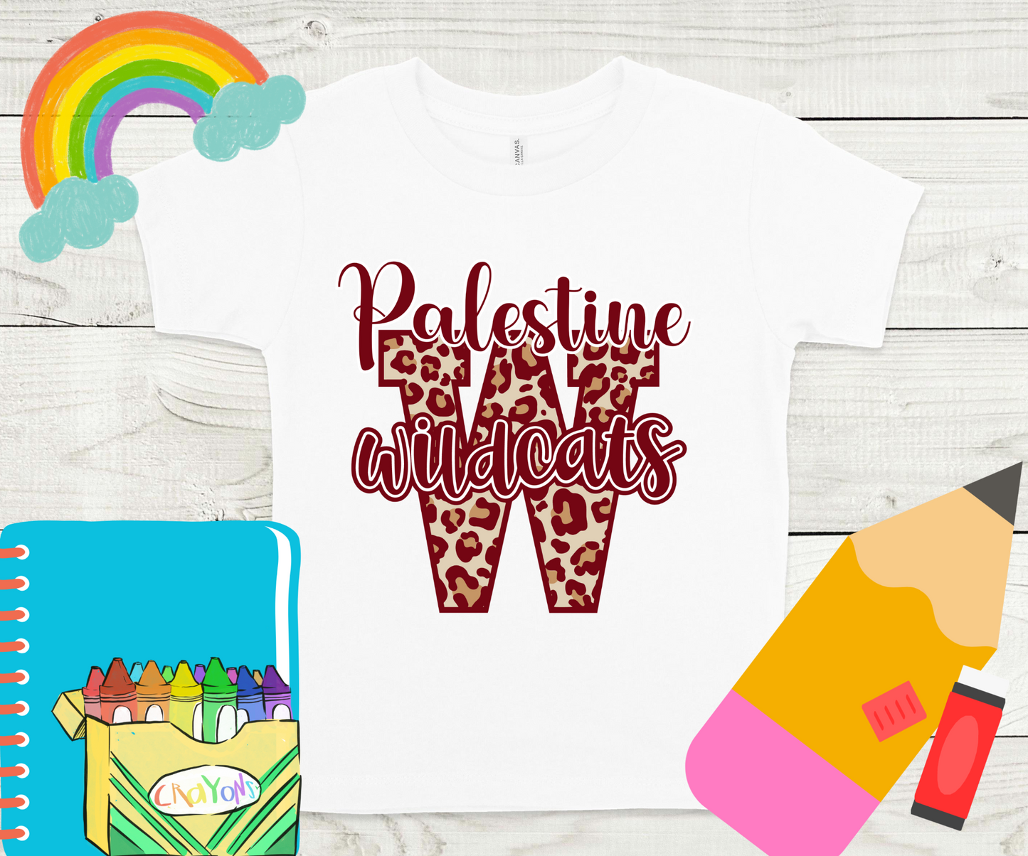 Palestine Wildcats with Leopard W Completed Shirt