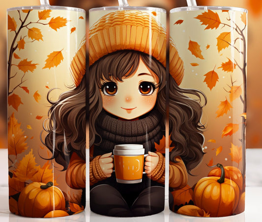 Just a Girl and Her Coffee Fall 20 oz Sublimation Tumbler