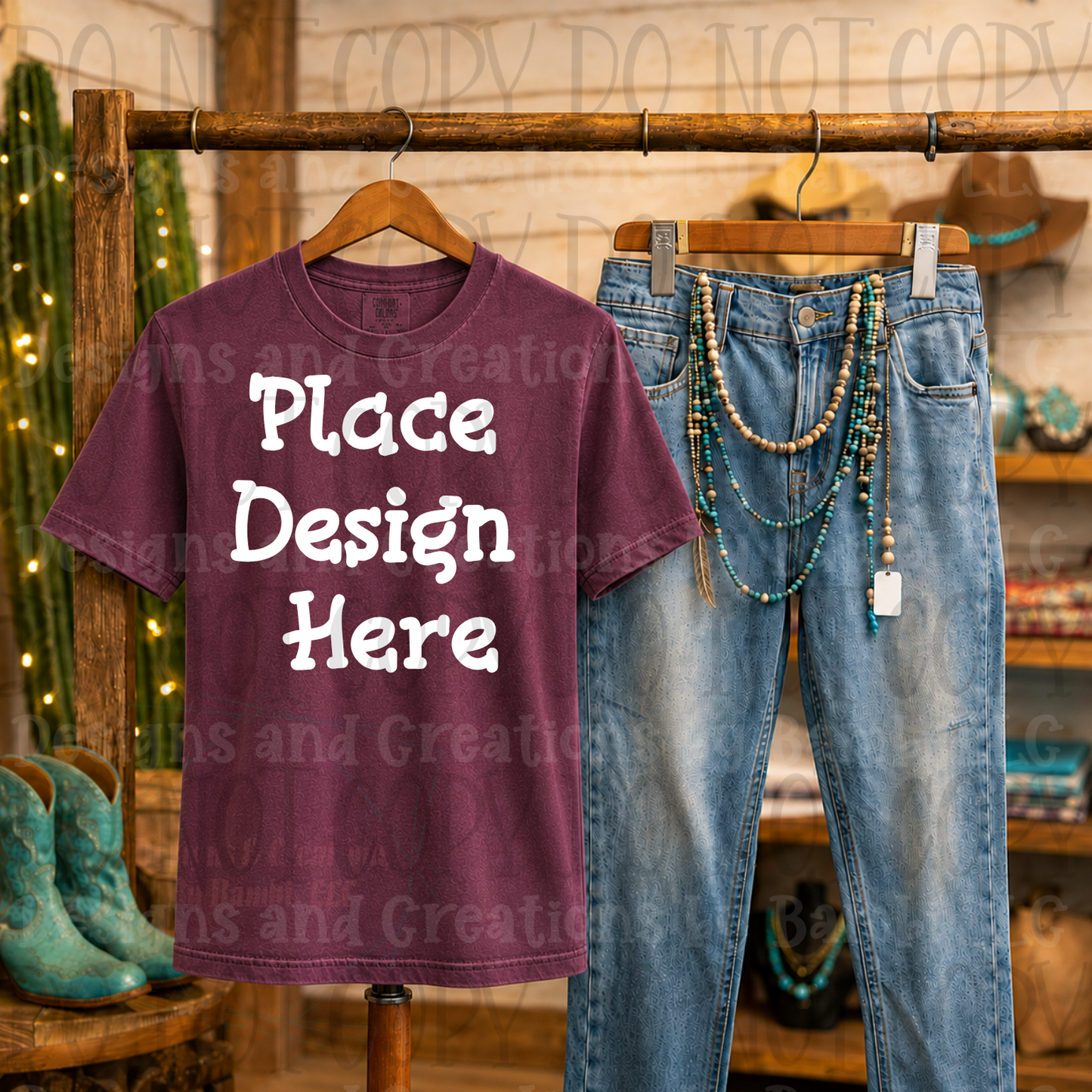 Variety of Western Style Themes and Scene Apparel Mock Ups (Various Brands)