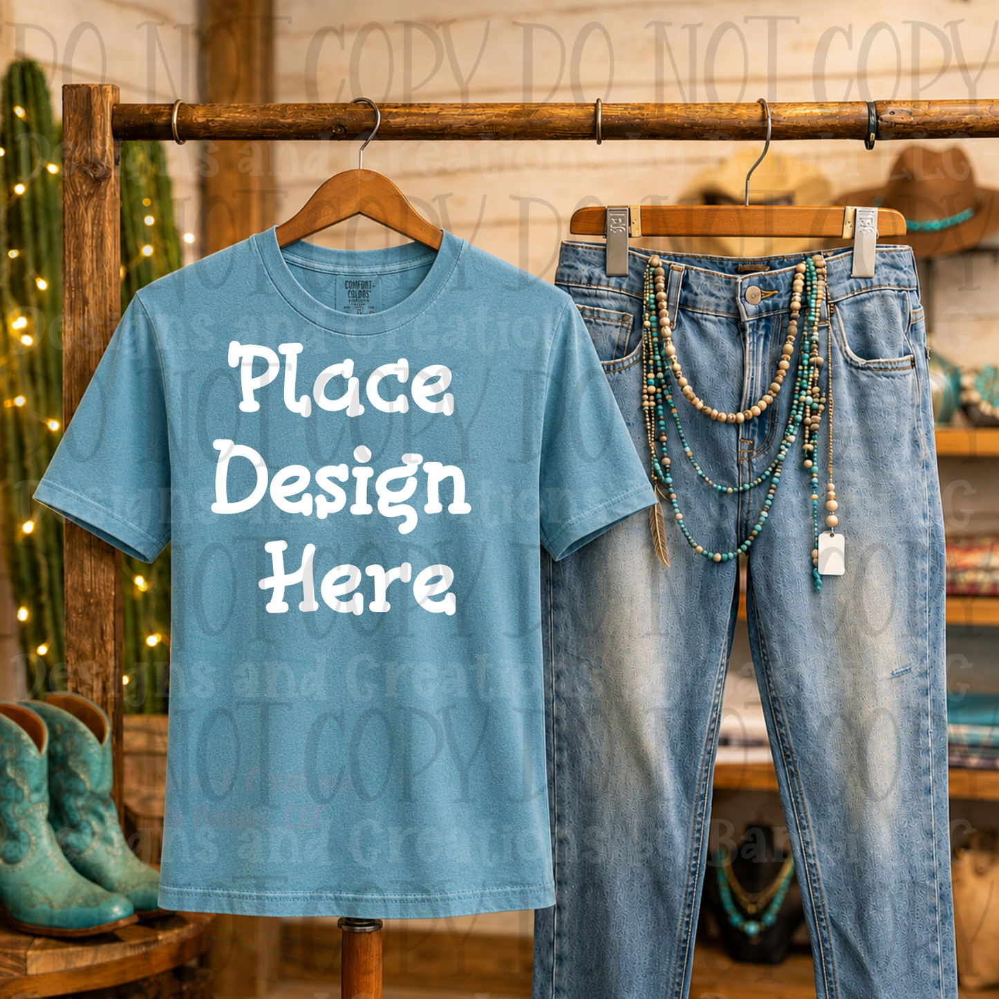 Variety of Western Style Themes and Scene Apparel Mock Ups (Various Brands)