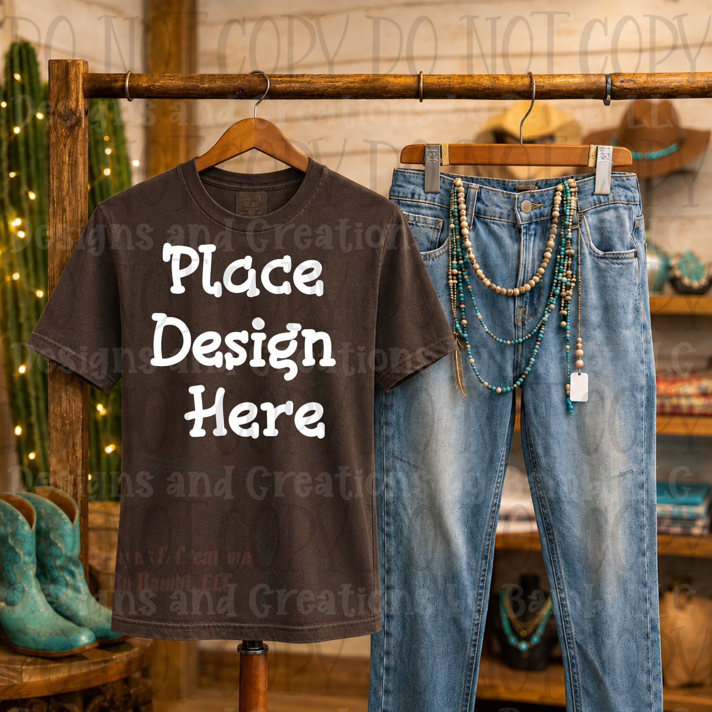 Variety of Western Style Themes and Scene Apparel Mock Ups (Various Brands)