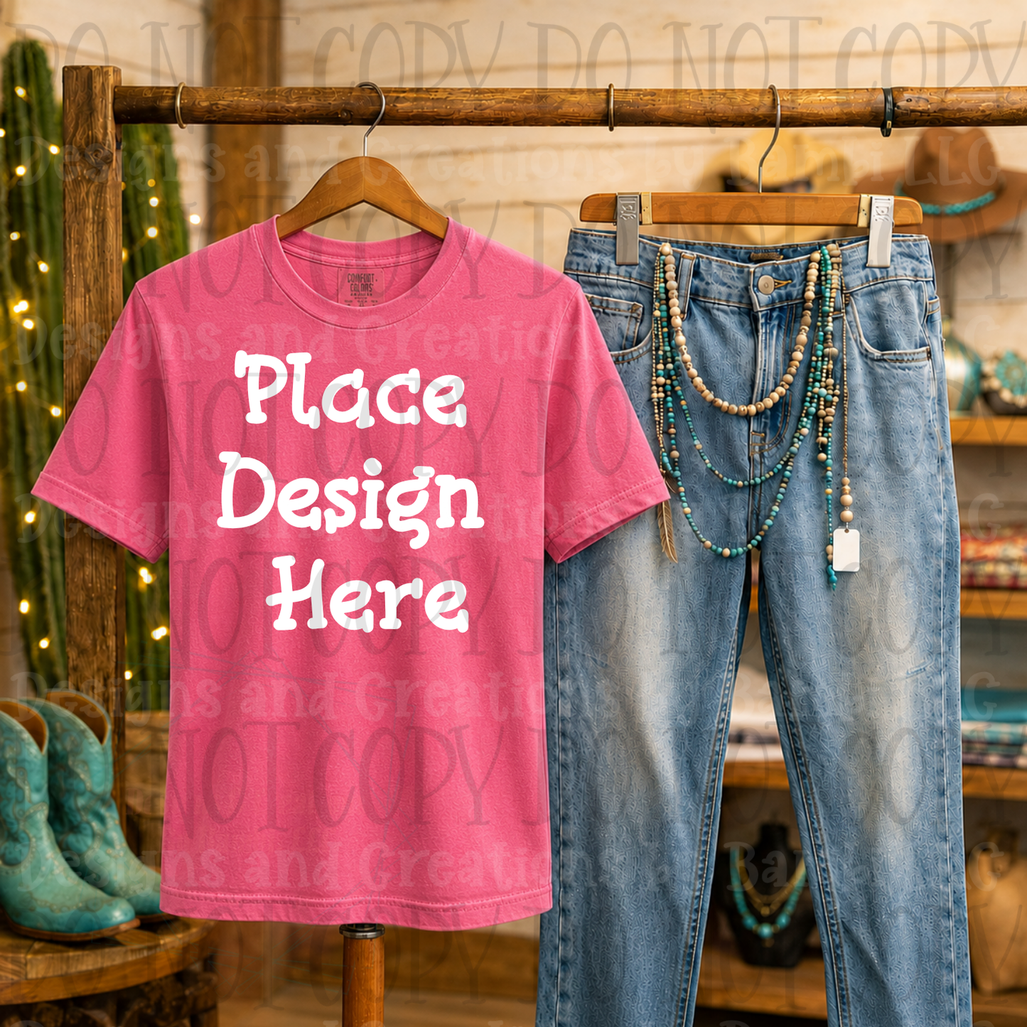 Variety of Western Style Themes and Scene Apparel Mock Ups (Various Brands)