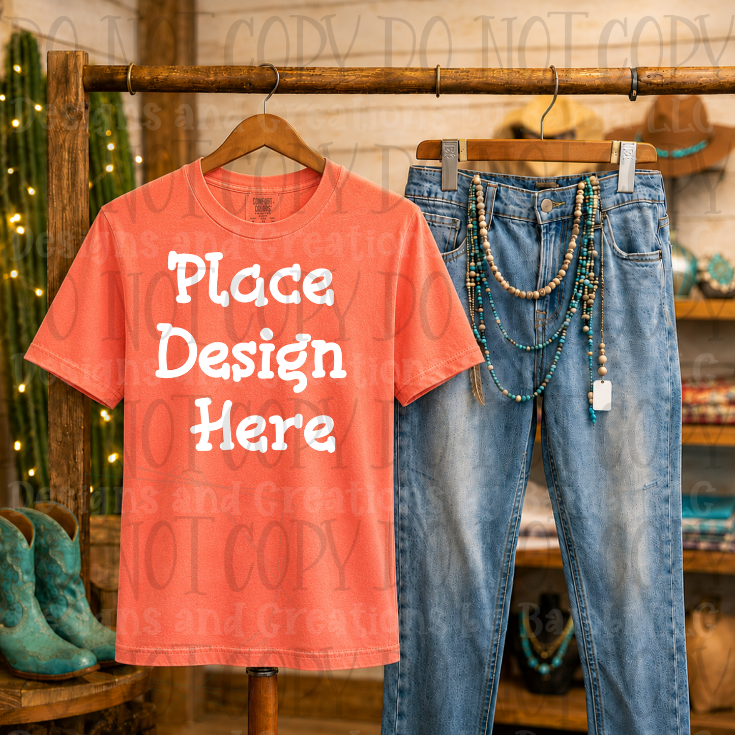 Variety of Western Style Themes and Scene Apparel Mock Ups (Various Brands)