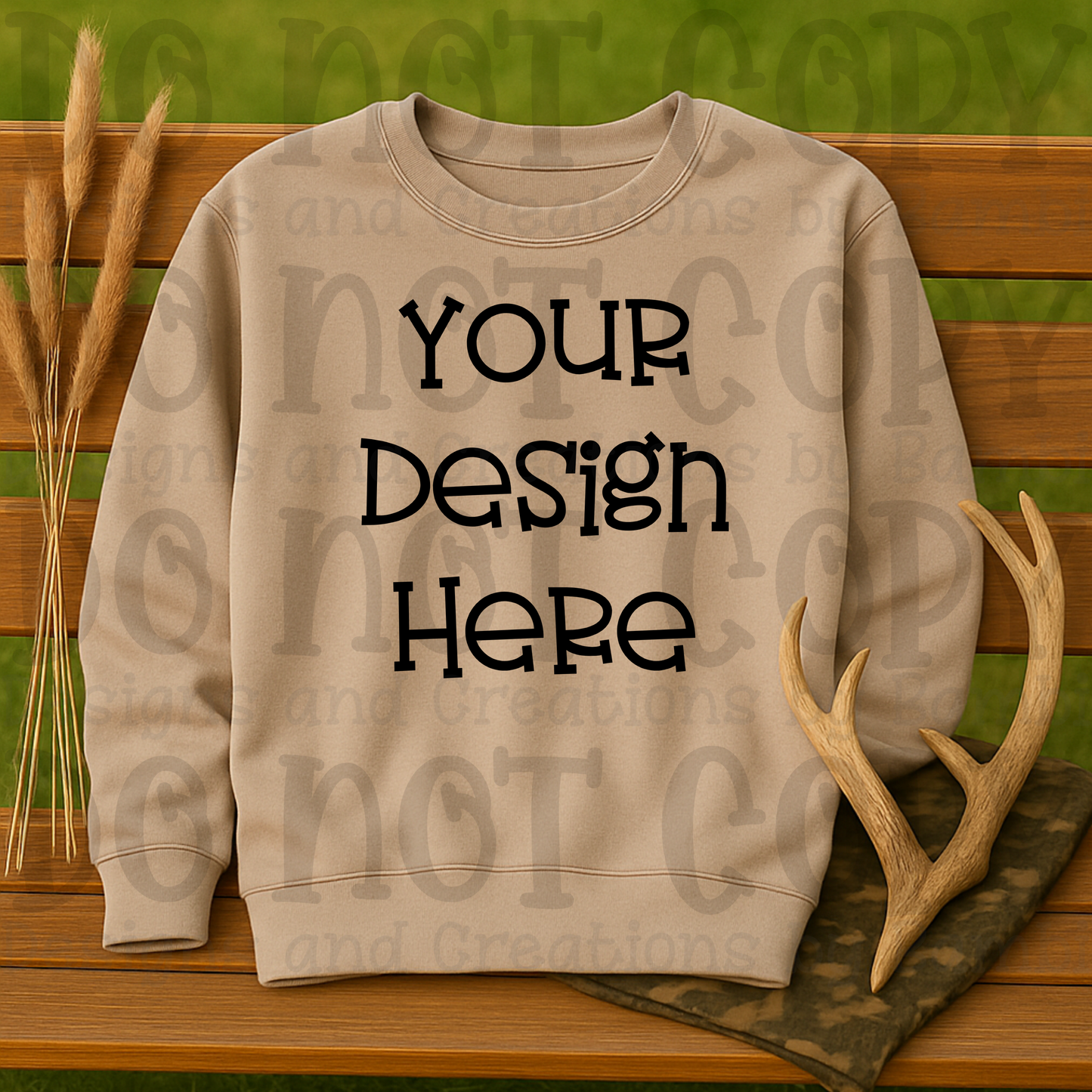Hunting Rustic with Bench Sweatshirt Apparel Mock Ups