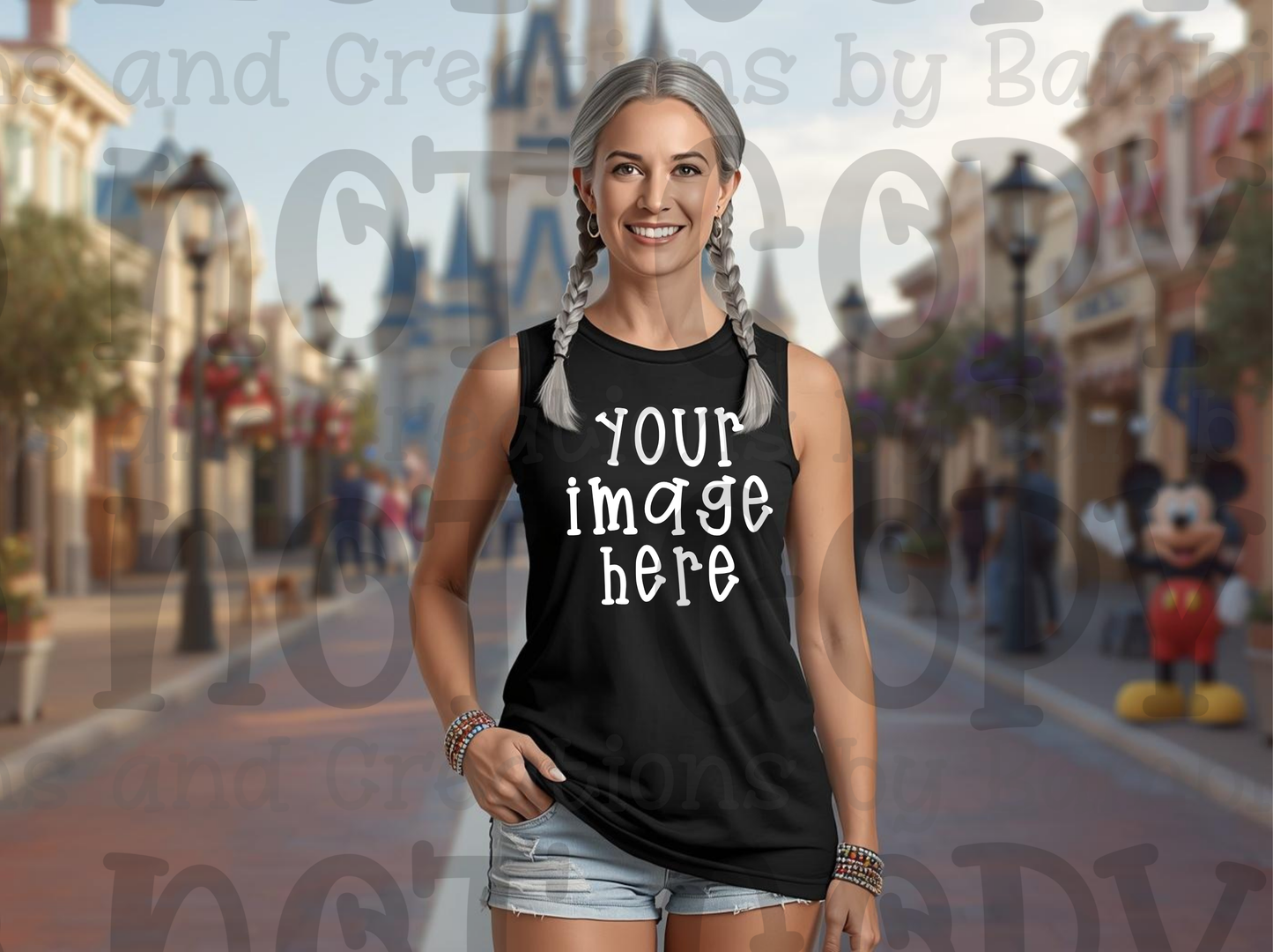 Disney Theme Park with Mouse Apparel Mock Ups