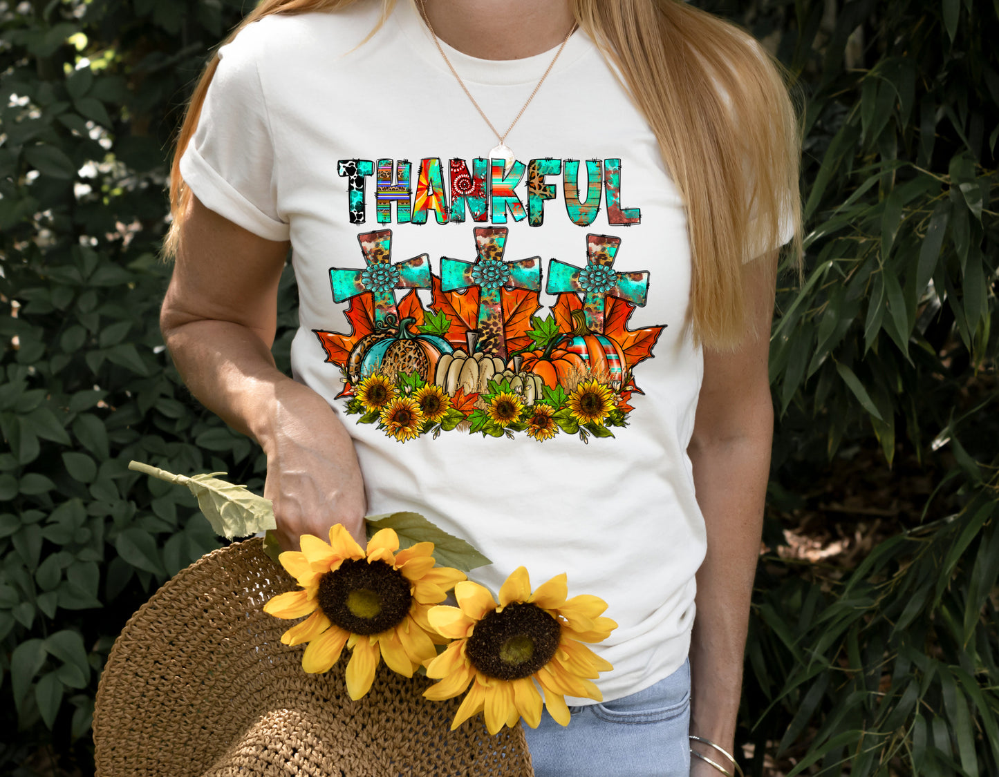 Thankful with Trio of Crosses Completed Shirt- Adult