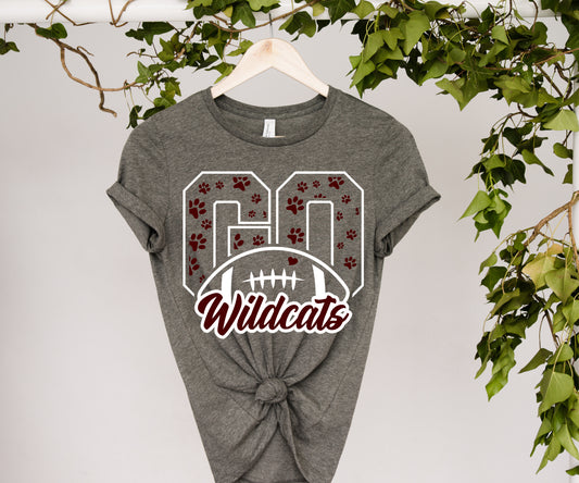 Go Wildcats with Football Completed Shirt