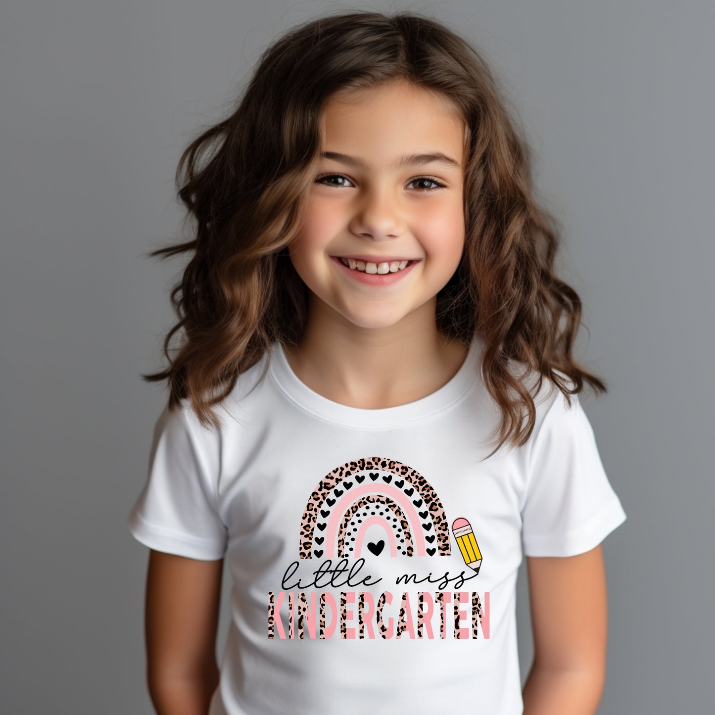 Little Miss Kindergarten with Leopard Completed Shirt- Kid