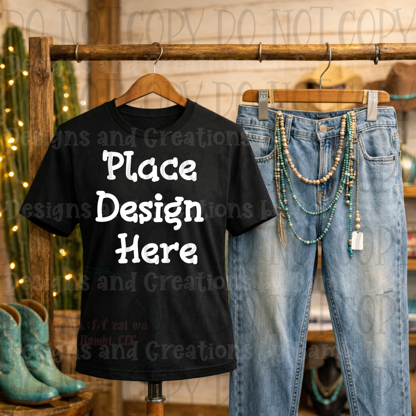 Variety of Western Style Themes and Scene Apparel Mock Ups (Various Brands)