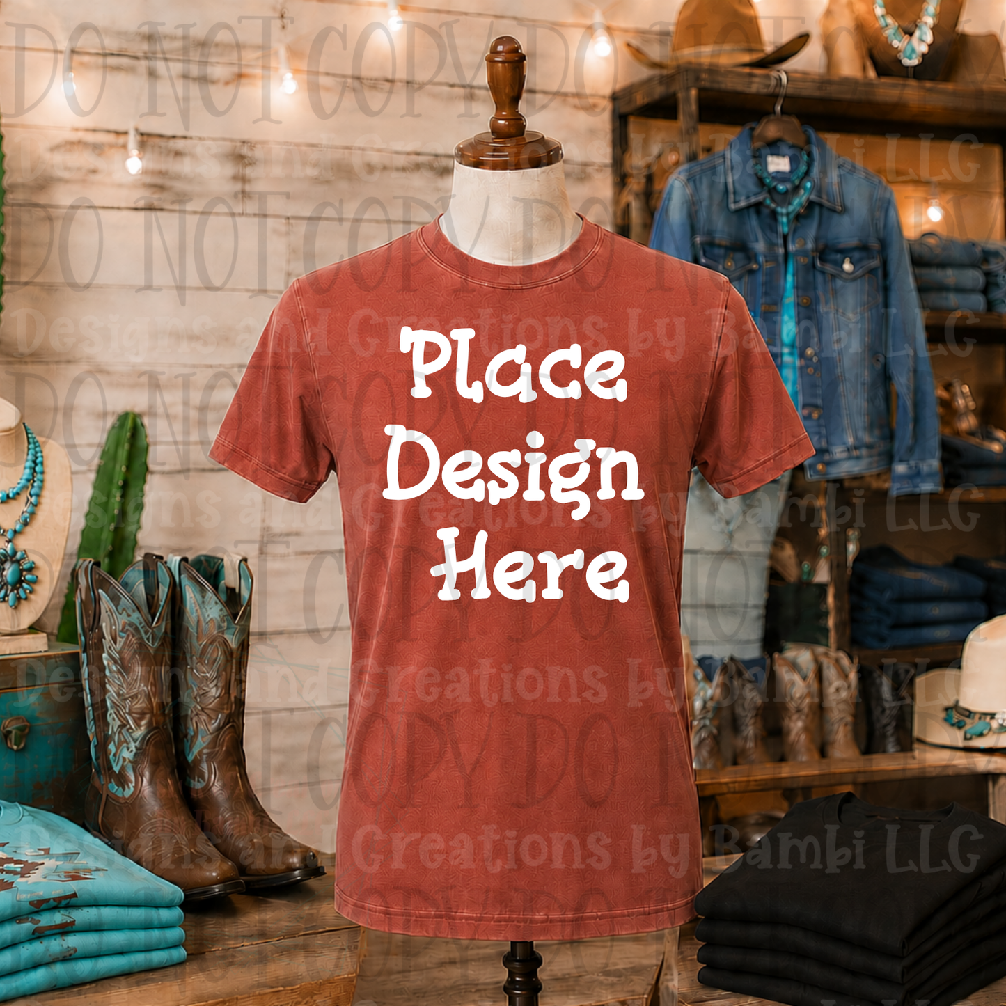 Variety of Western Style Themes and Scene Apparel Mock Ups (Various Brands)