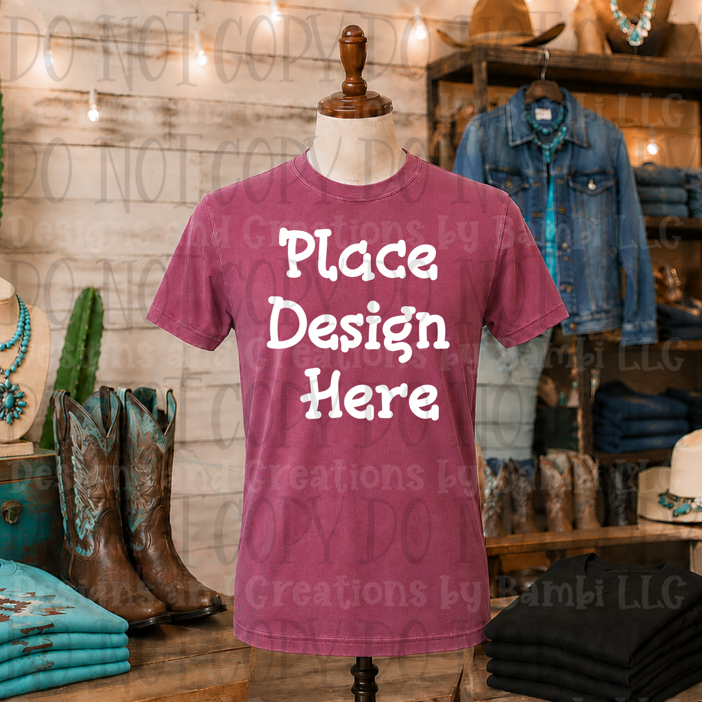 Variety of Western Style Themes and Scene Apparel Mock Ups (Various Brands)