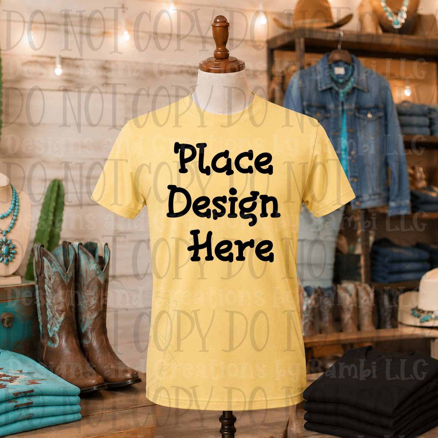 Variety of Western Style Themes and Scene Apparel Mock Ups (Various Brands)