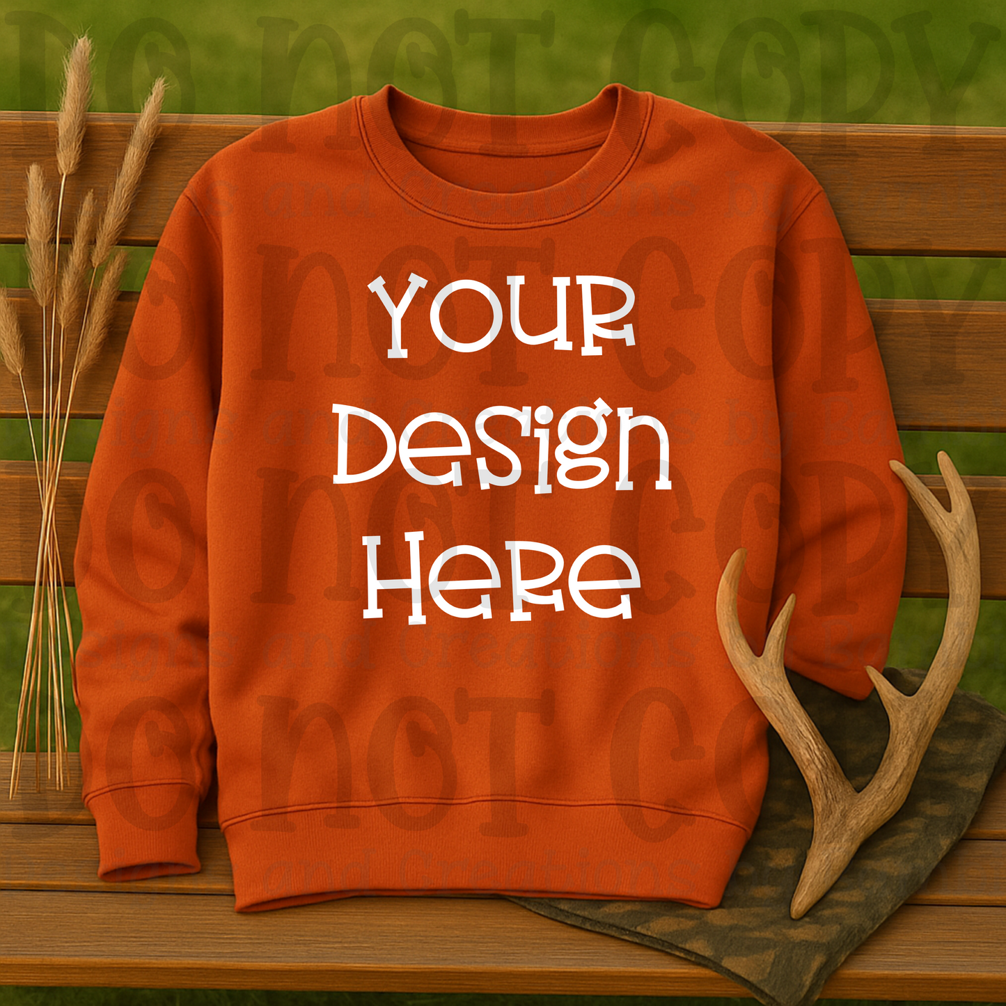Hunting Rustic with Bench Sweatshirt Apparel Mock Ups