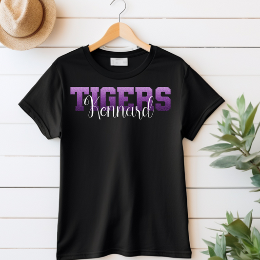 Kennard Tigers Faux Ombre Purple Glitter with White Font