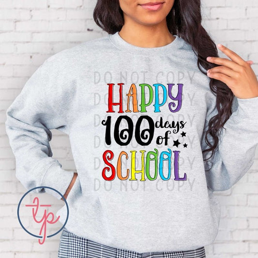 Happy 100 Days of School in Colorful Print