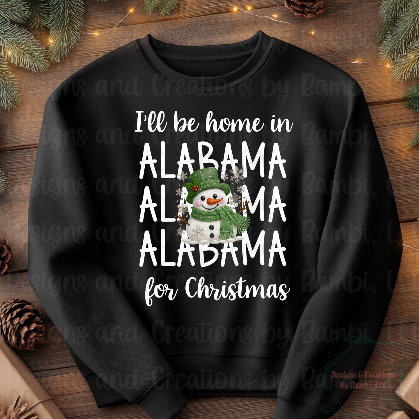 I'll Be Home in States Sage Snowman with White Font Collection