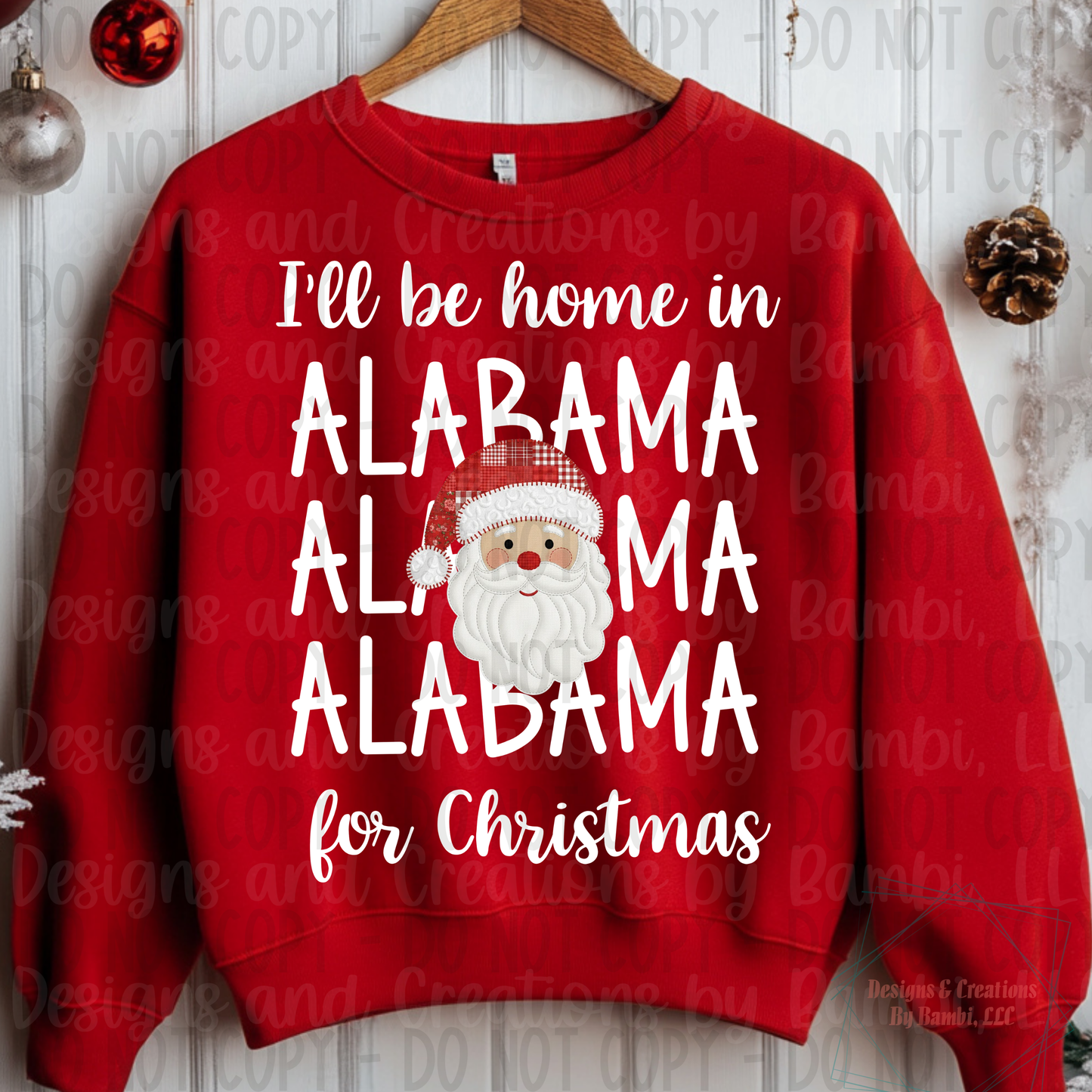I'll Be Home in States Santa Face with White Font Collection