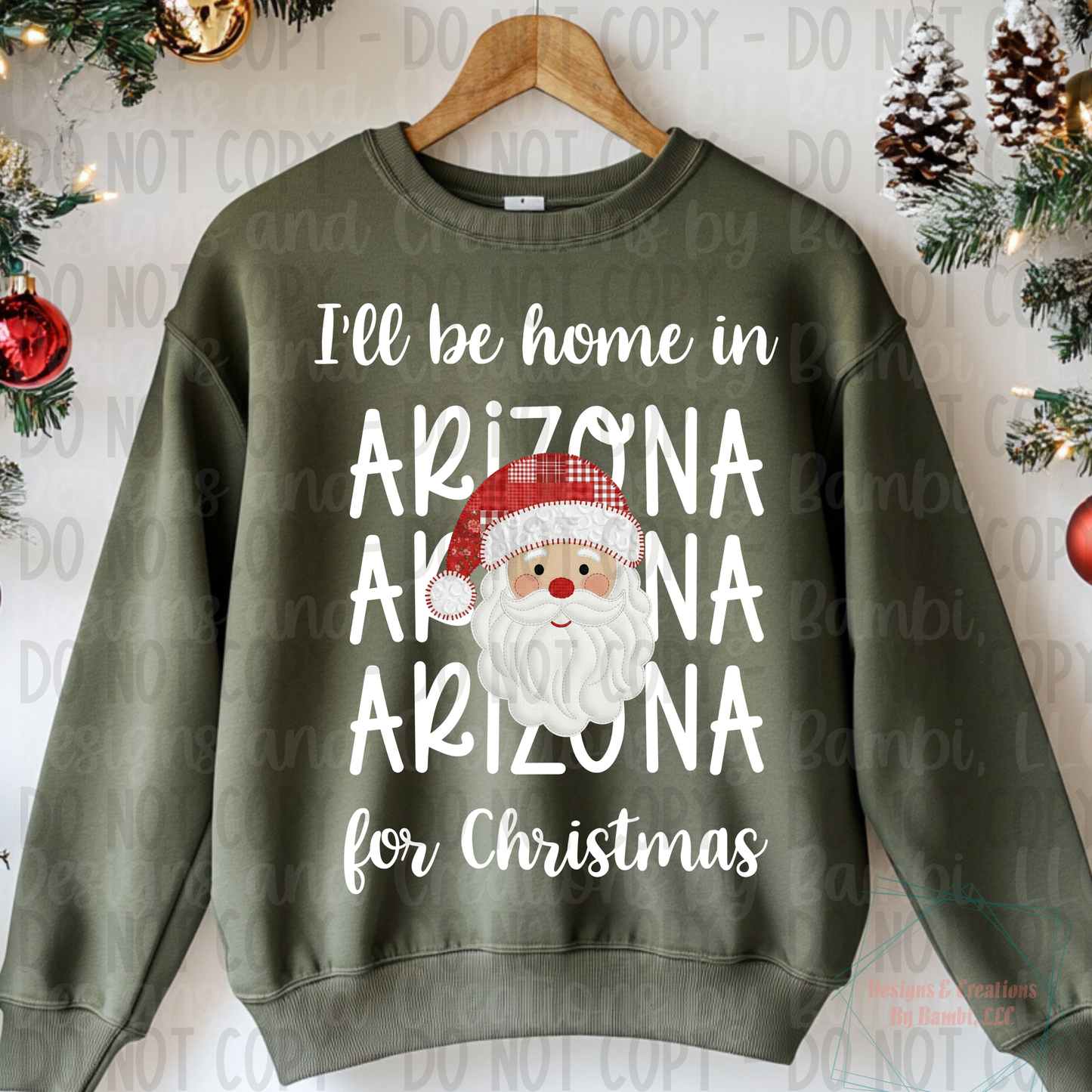 I'll Be Home in States Santa Face with White Font Collection