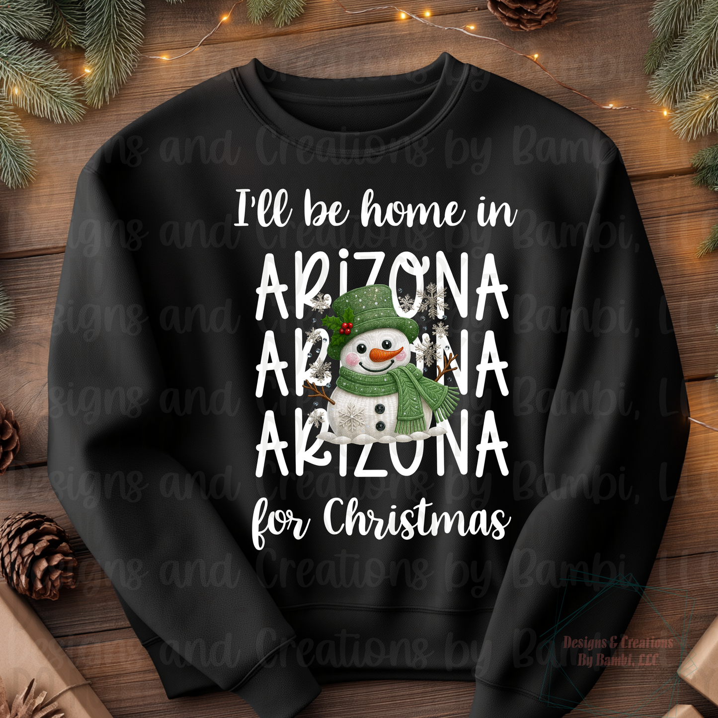 I'll Be Home in States Sage Snowman with White Font Collection
