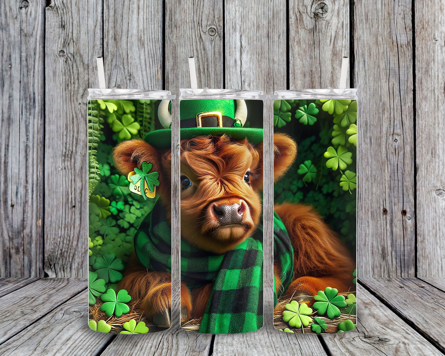 The St Patrick's Highland Cow 20 oz Skinny Tumbler