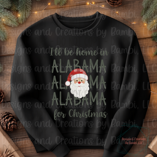 I'll Be Home in States Santa Face with Sage Green Font Digital Bundle