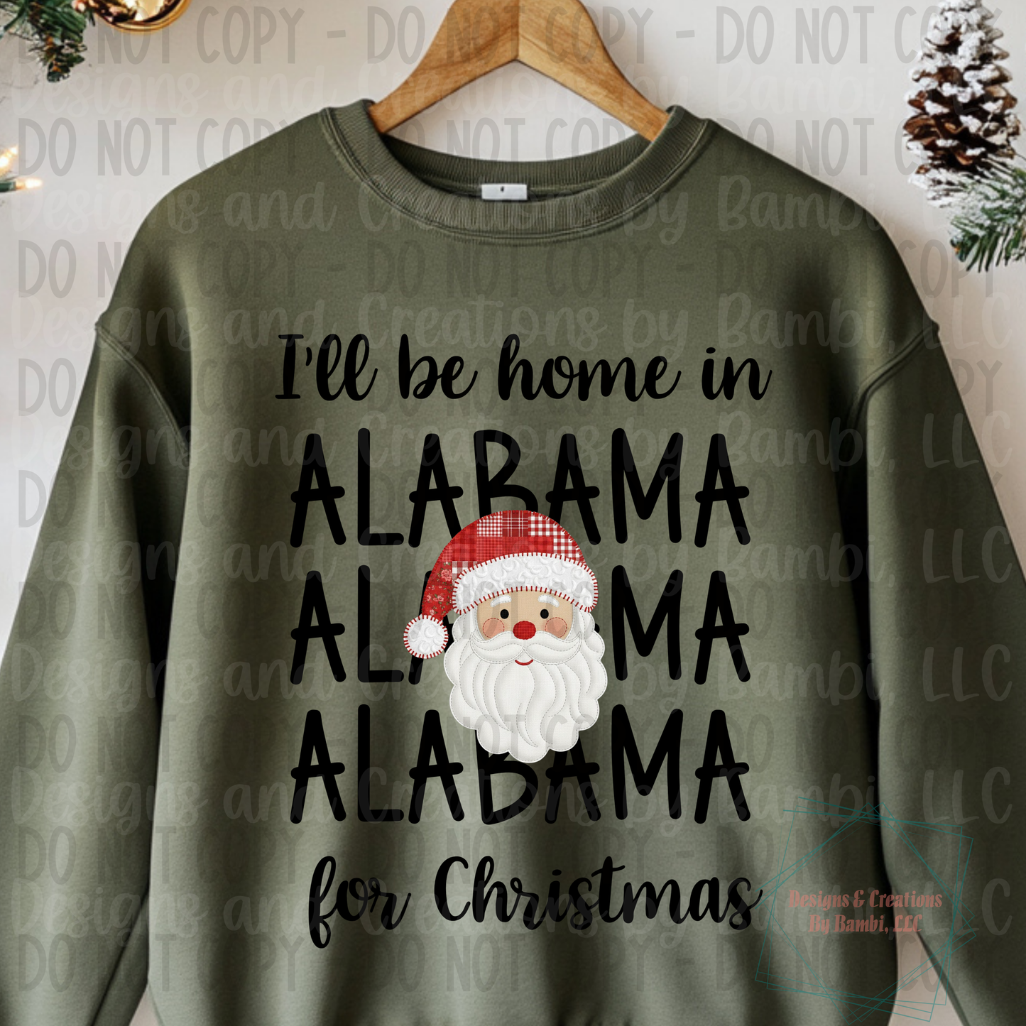 I'll Be Home in States Santa Face with Black Font Collection