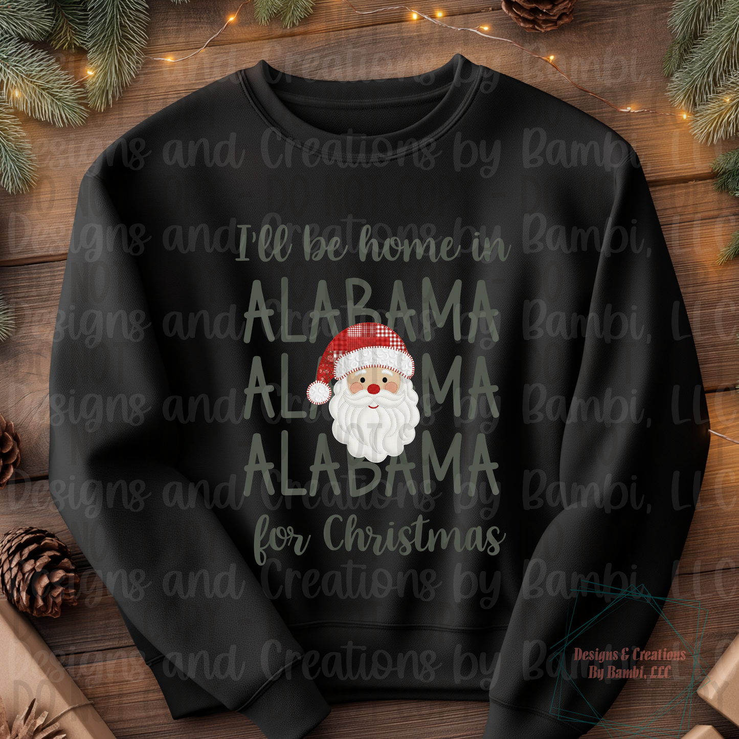 I'll Be Home in States Santa Face with Sage Green Font Collection