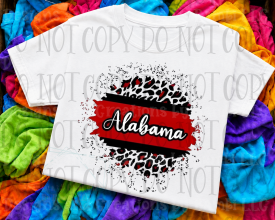 Alabama with Red/Black Leopard and White Wording