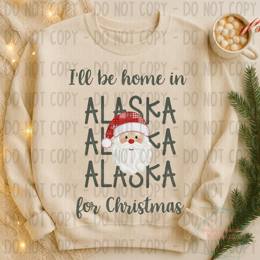 I'll Be Home in States Santa Face with Sage Green Font Digital Bundle