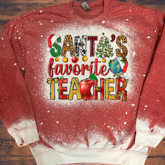 Santa's Favorite Teacher Bleached