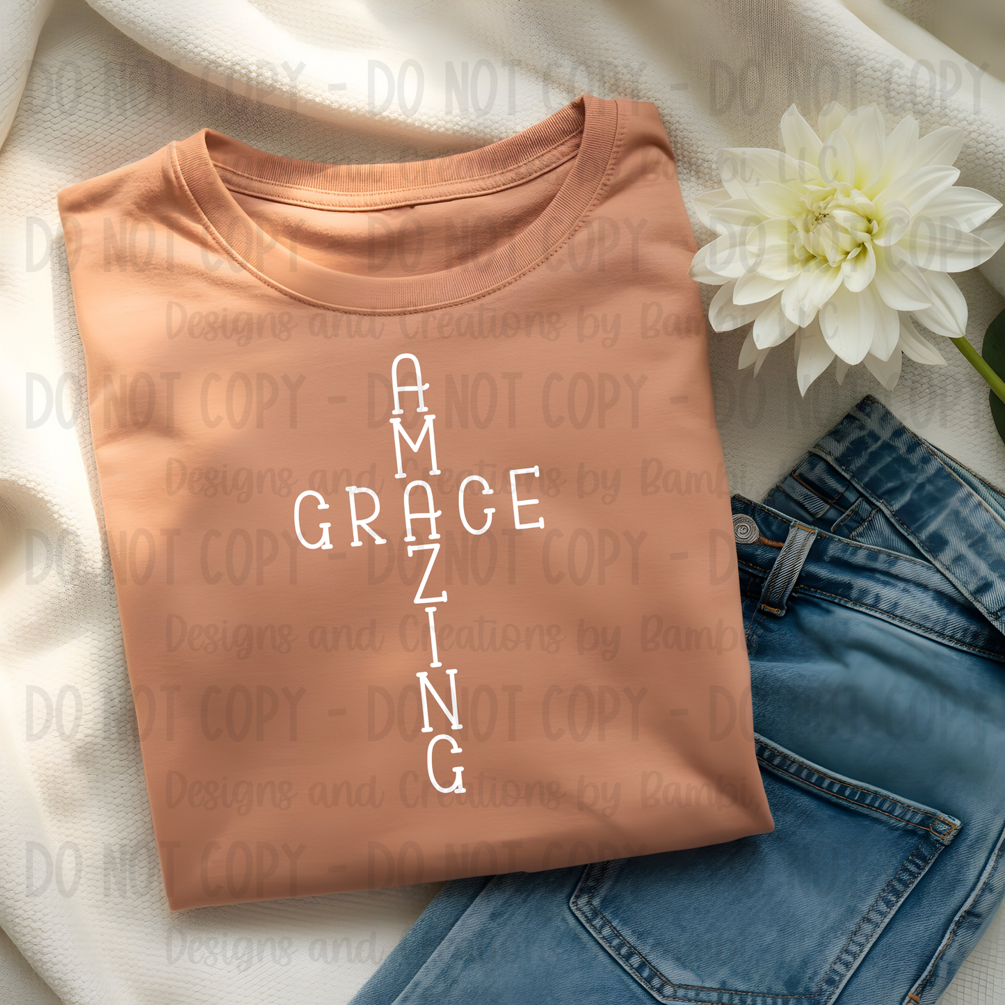 Amazing Grace Cross White Font