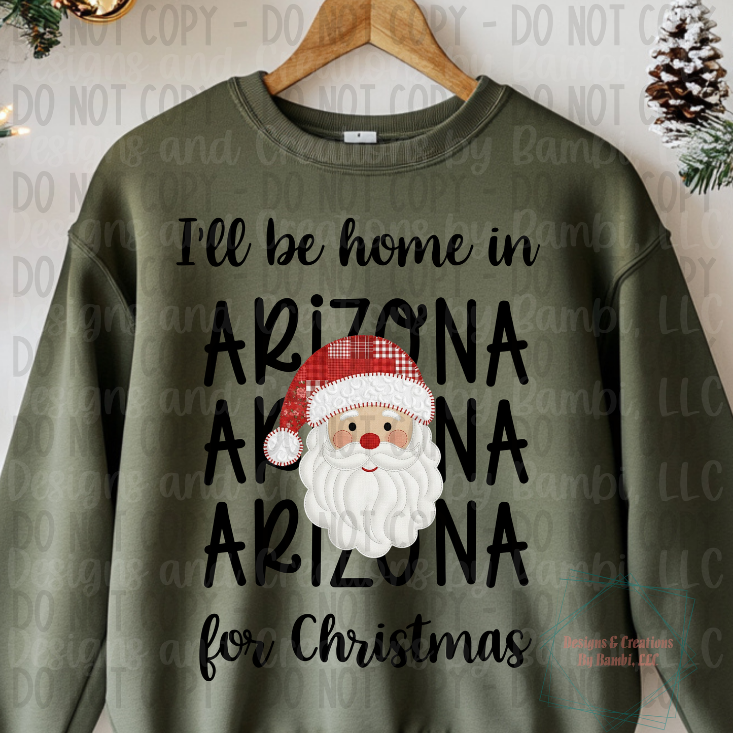I'll Be Home in States Santa Face with Black Font Collection