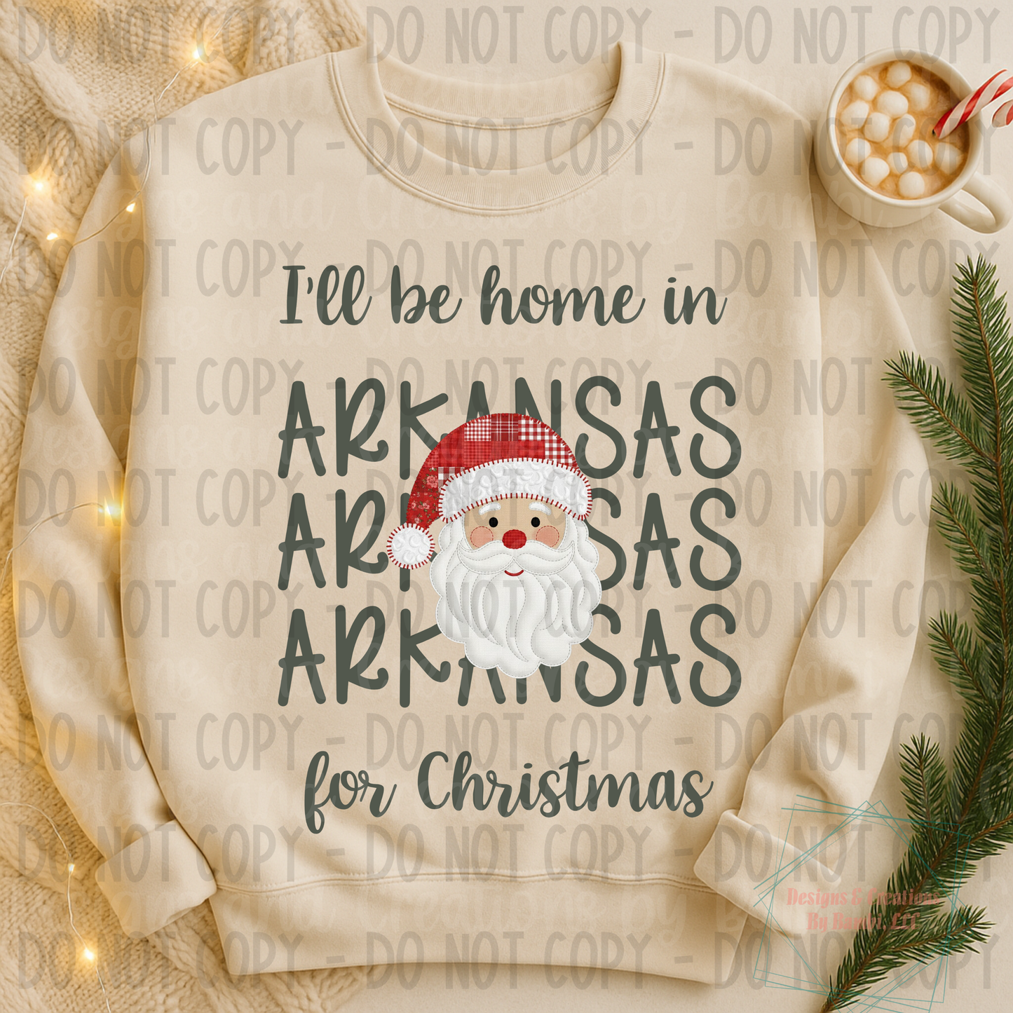 I'll Be Home in States Santa Face with Sage Green Font Collection