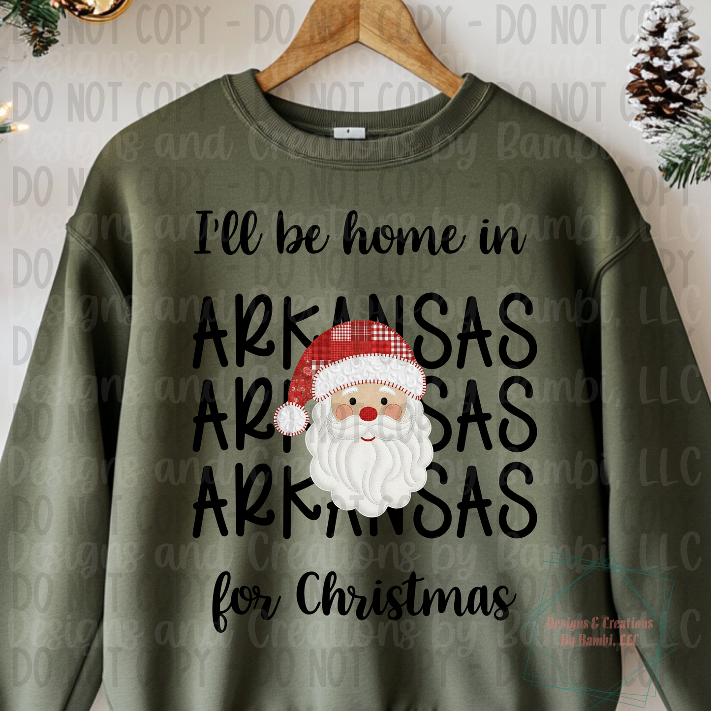 I'll Be Home in States Santa Face with Black Font Collection