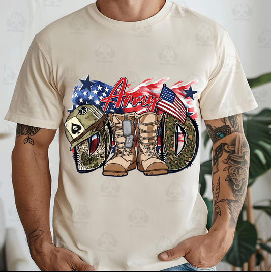 Army Dad With Flag and Boots